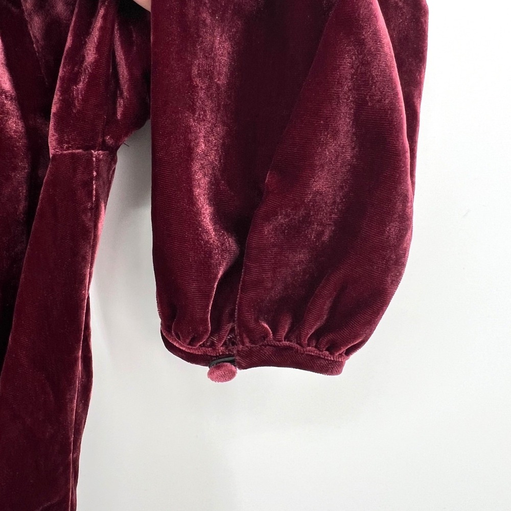 J.Crew Velvet Wrap Top Womens 6 Burgundy Holiday Luxe Peplum V-Neck J4962 - Picture 5 of 10